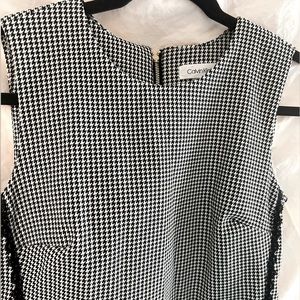 Calvin Klein Houndstooth Dress (4) with lace trim, perfect for office or party